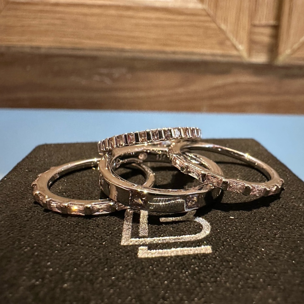 Rose Quartz four stack ring set - Picture 2 of 7